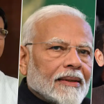 महाराष्ट्र के सीएम देवेन्द्र फणनवीस, पीएम मोदी और शिवसेना नेता संजय राउत