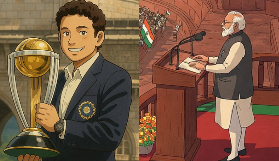 सचिन तेंदुलकर और पीएम मोदी की Ghibli इमेज