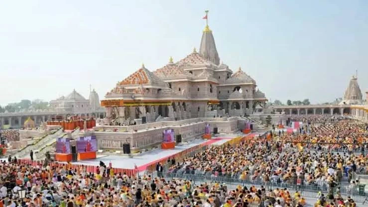 images 1 - The Journalist News Large ornate Hindu temple complex with a crowd gathered in a plaza for a ceremony or festival outside the main steps.